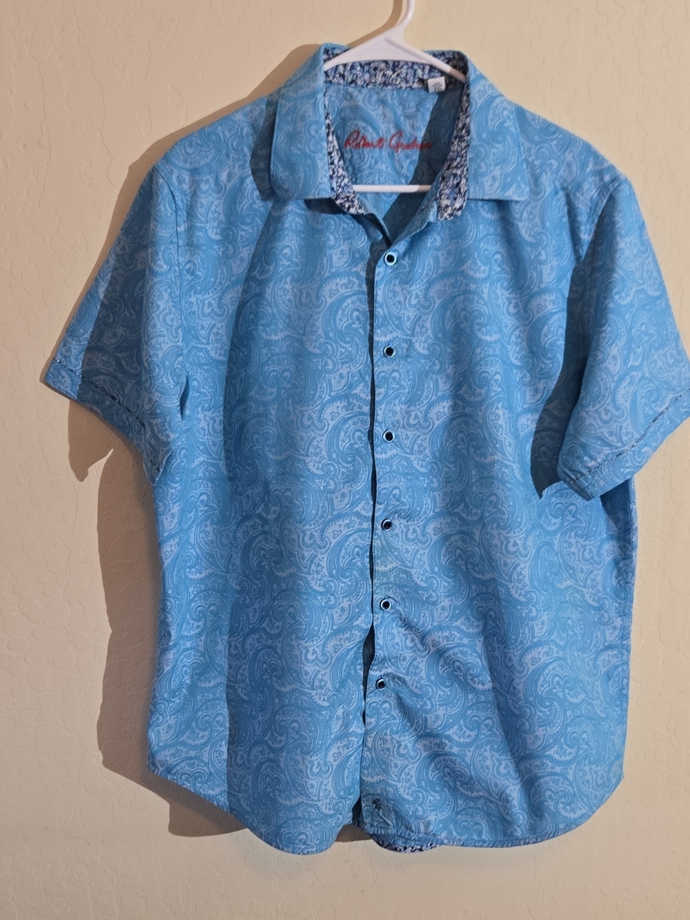 Robert Graham Blue Paisley Short Sleeve Button-Down Shirt